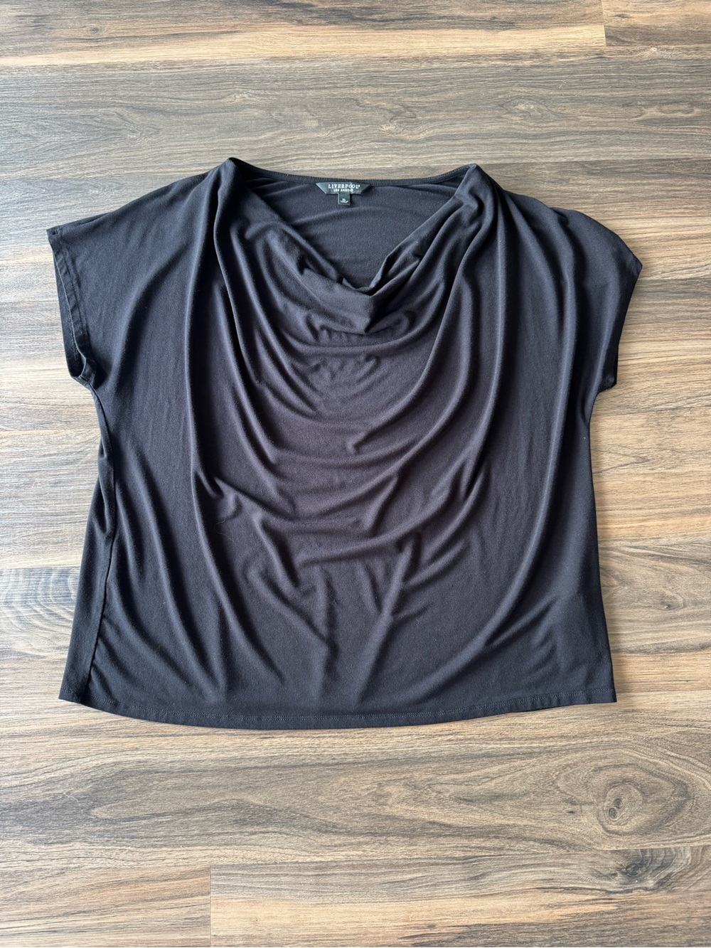 Liverpool Black Cowl Neck Short Sleeve Top